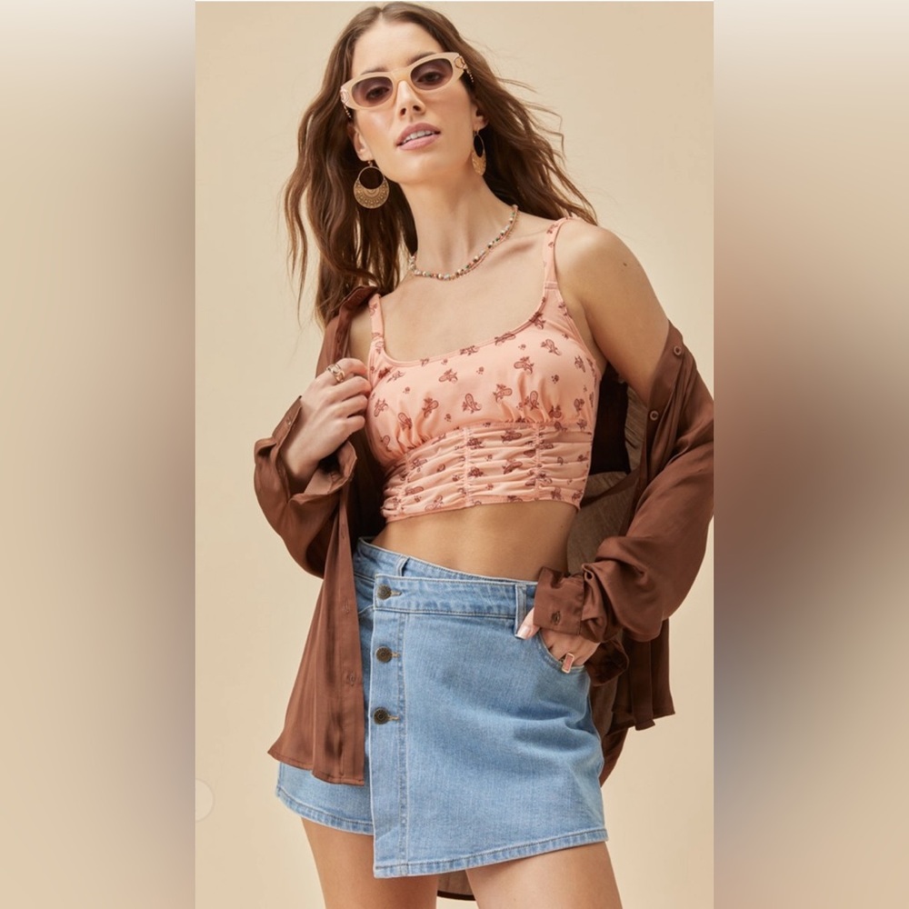 New Francesca’s Jess  Coral Paisley Corset Top